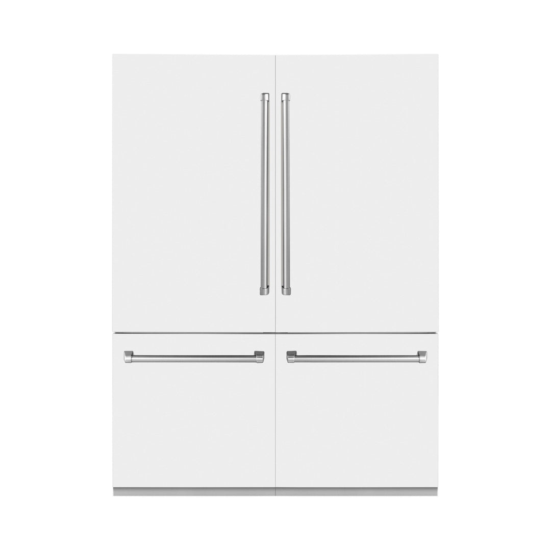 ZLINE 60 in. 32.2 cu. ft. French Door Built-In Bottom Freezer Refrigerator with Water Dispensers and Ice Makers in White Matte (RBIV-WM-60)