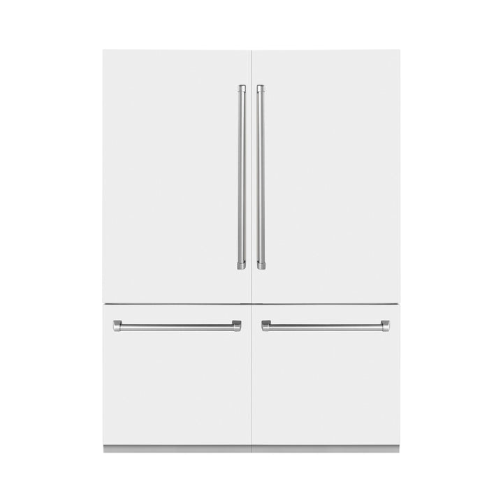 ZLINE 60 in. 32.2 cu. ft. French Door Built-In Bottom Freezer Refrigerator with Water Dispensers and Ice Makers in White Matte (RBIV-WM-60)