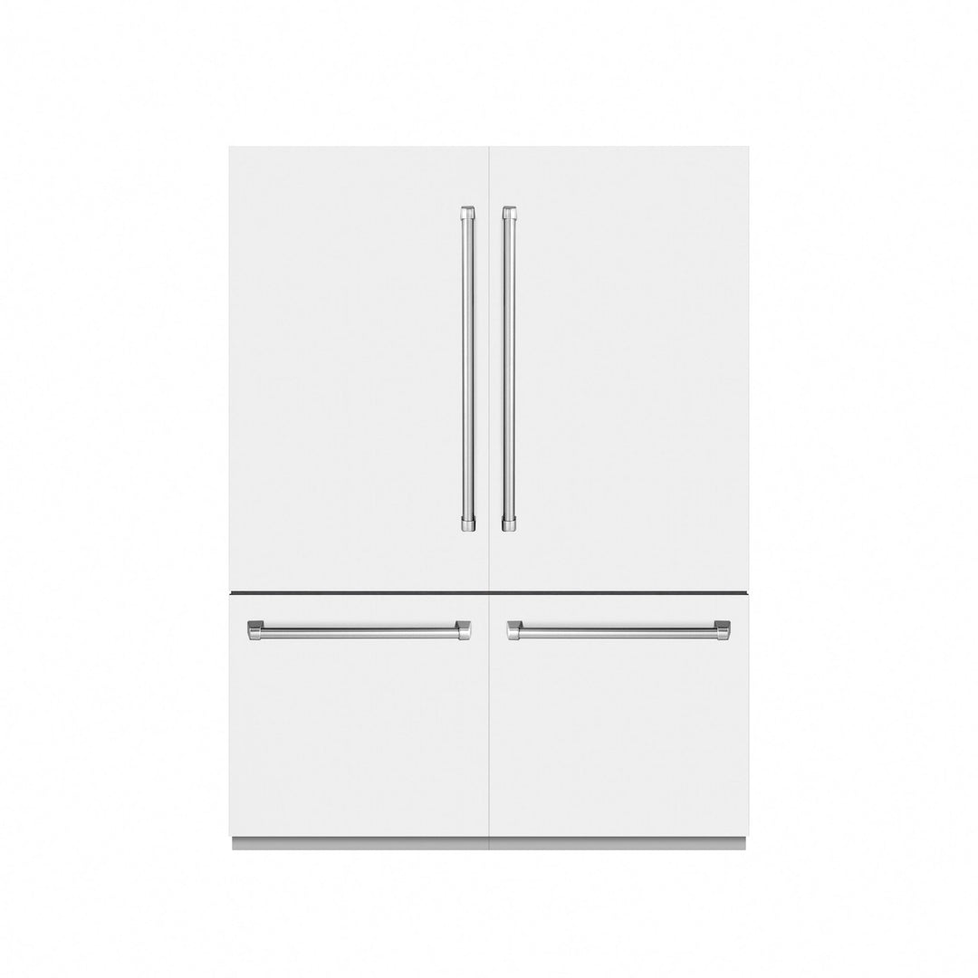 ZLINE 60 in. 32.2 cu. ft. French Door Built-In Bottom Freezer Refrigerator with Water Dispensers and Ice Makers in White Matte with Graphite Gray Interior (GRBIV-WM-60)
