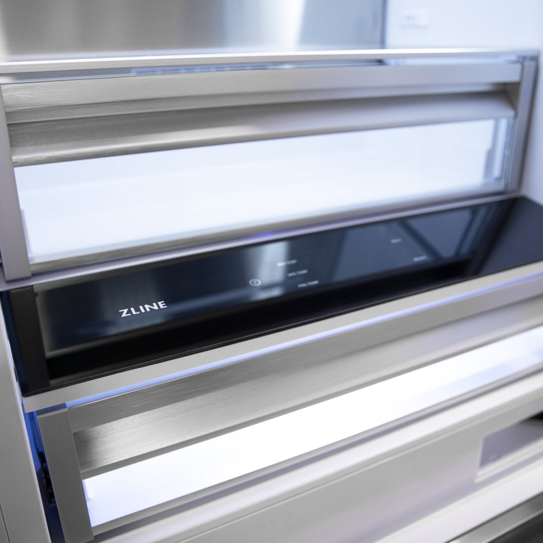 ZLINE 60 in. 32.2 cu. ft. Panel Ready French Door Built-In Bottom Freezer Refrigerator with Water Dispensers and Ice Makers (RBIV-60)
