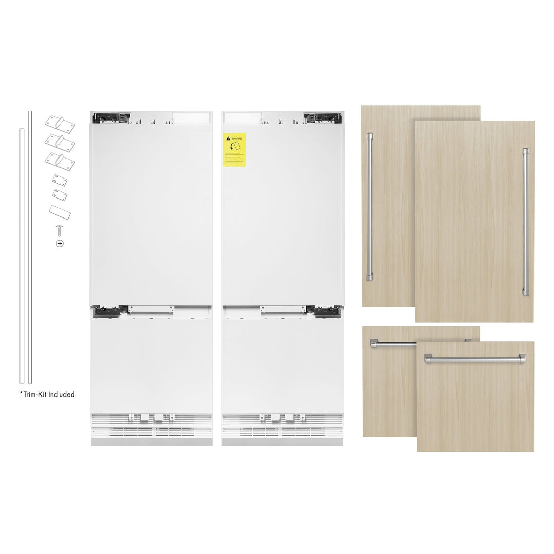 ZLINE 60 in. 32.2 cu. ft. Panel Ready French Door Built-In Bottom Freezer Refrigerator with Water Dispensers and Ice Makers (RBIV-60)