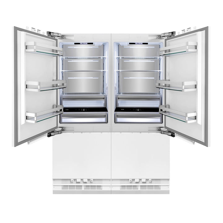 ZLINE 60 in. 32.2 cu. ft. Panel Ready French Door Built-In Bottom Freezer Refrigerator with Water Dispensers and Ice Makers (RBIV-60)