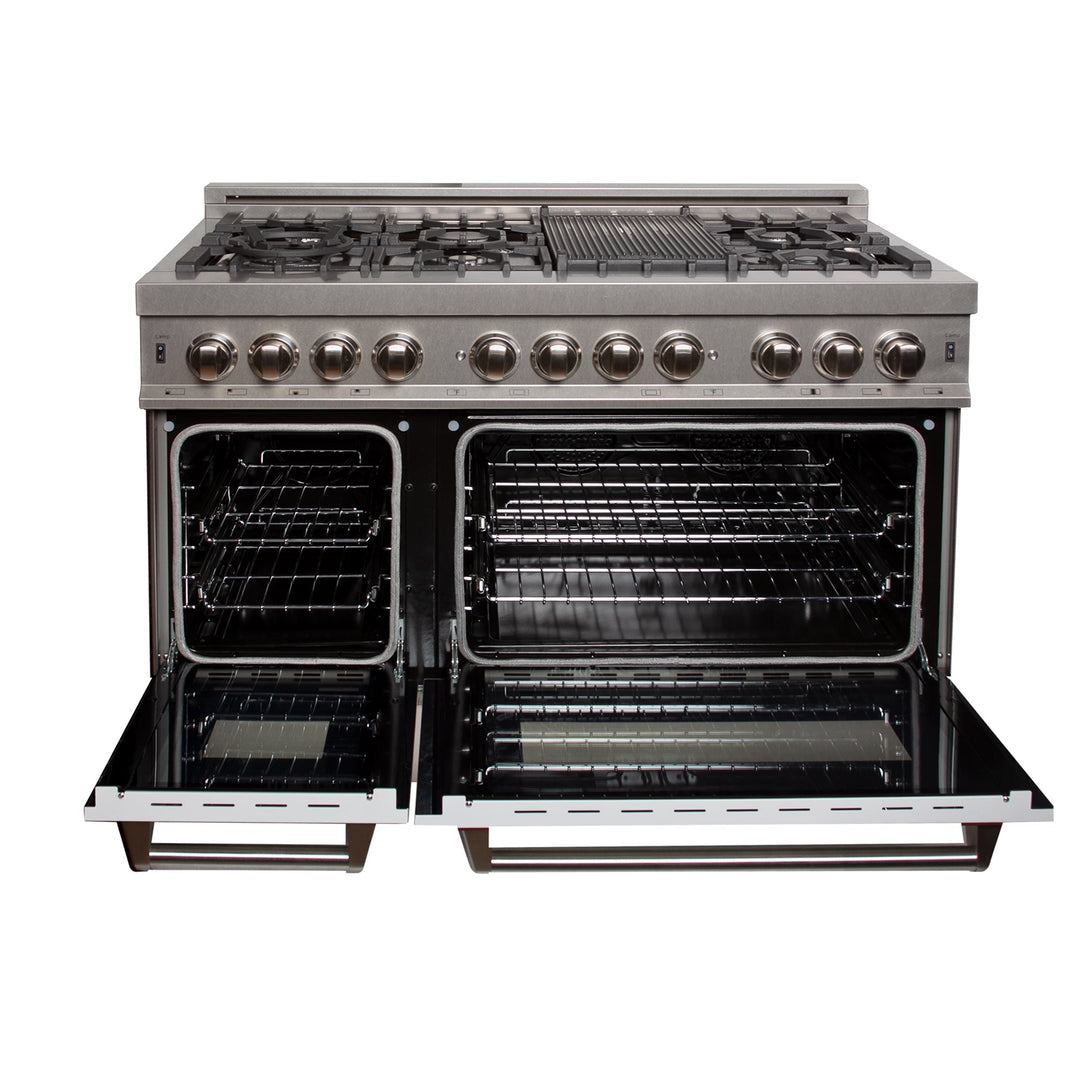 ZLINE 60 in. 7.4 cu. ft. Legacy Dual Fuel Range with 9 Burner Gas Cooktop and 2 Electric Convection Ovens in Satin Stainless Steel and White Matte Doors (RAS-WM-60)
