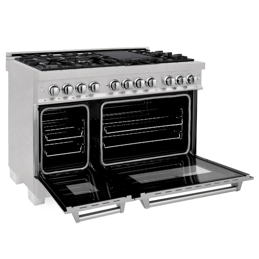ZLINE 60 in. 7.4 cu. ft. Legacy Dual Fuel Range with 9 Burner Gas Cooktop and 2 Electric Convection Ovens in Satin Stainless Steel (RAS-SN-60)