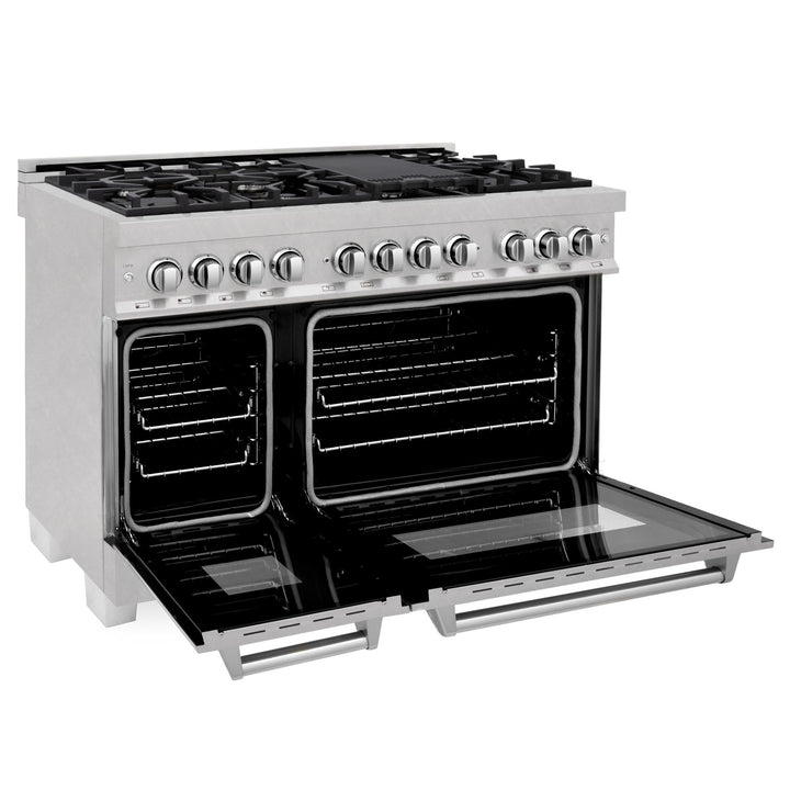 ZLINE 60 in. 7.4 cu. ft. Legacy Dual Fuel Range with 9 Burner Gas Cooktop and 2 Electric Convection Ovens in Satin Stainless Steel (RAS-SN-60)