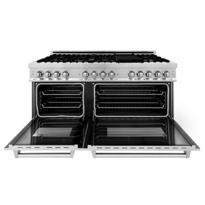 ZLINE 60 in. 7.4 cu. ft. Legacy Dual Fuel Range with 9 Burner Gas Cooktop and 2 Electric Convection Ovens in Stainless Steel with Griddle (RA-GR-60)