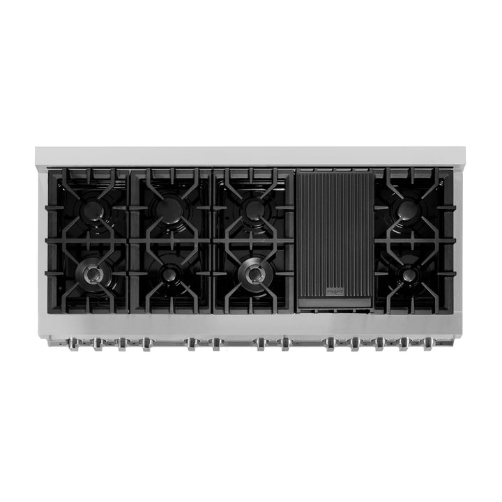 ZLINE 60 in. 7.4 cu. ft. Legacy Dual Fuel Range with 9 Burner Gas Cooktop and 2 Electric Convection Ovens in Stainless Steel with Satin Stainless Steel Doors (RA-SN-60)
