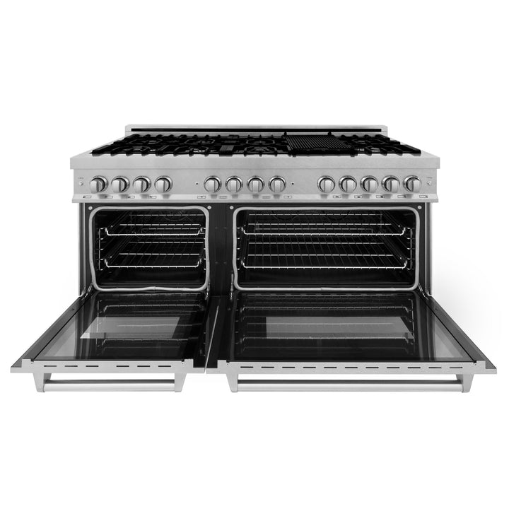ZLINE 60 in. Professional Gas Burner and 7.6 cu. ft. Electric Oven in DuraSnow® Stainless, RAS-SN-60