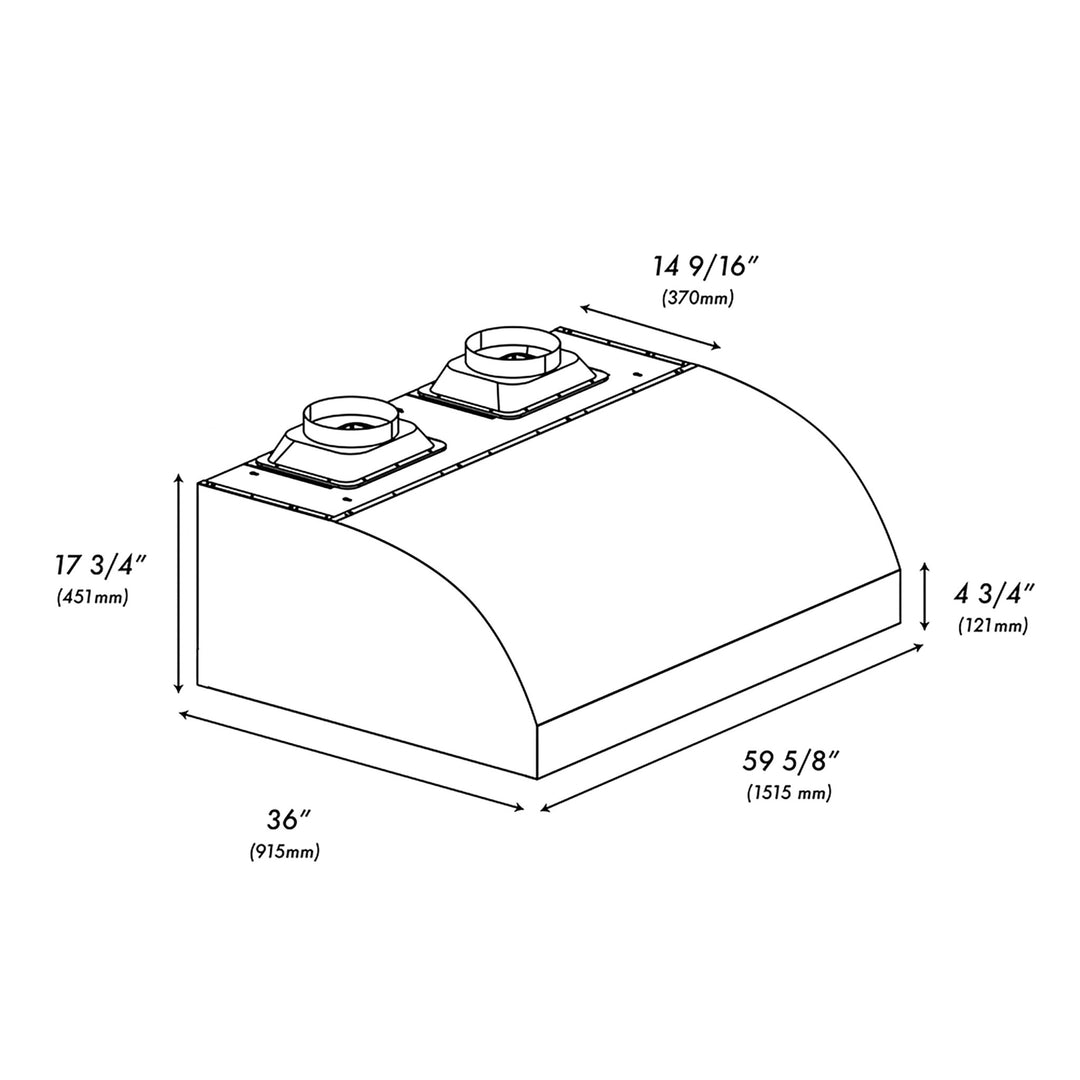 ZLINE 60 in. Under Cabinet Outdoor Grill Hood (GOU2-60)