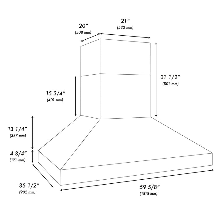 ZLINE 60 in. Wall Mount Outdoor Grill Hood (GOW1-60)