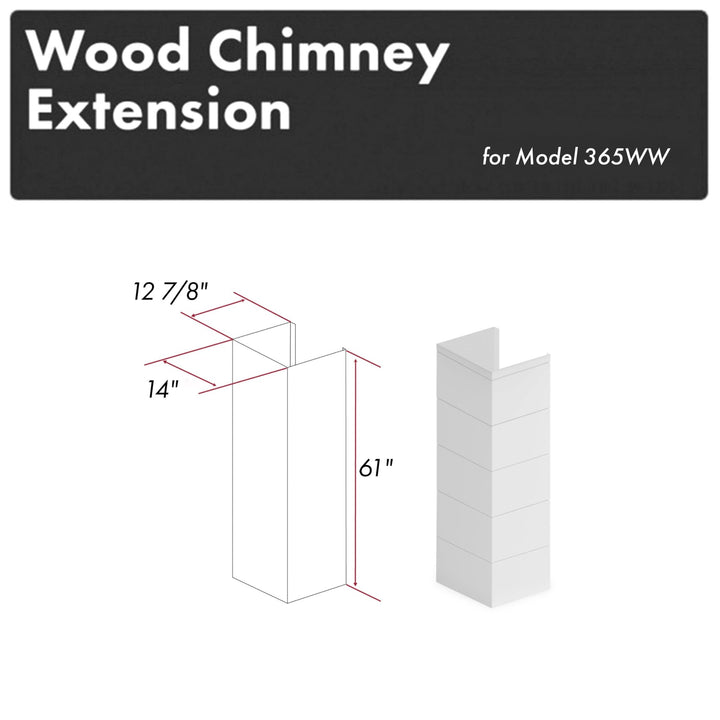 ZLINE 61 in. Rustic Shiplap Bright White Wooden Chimney Extension for Ceilings up to 12 ft. (365WW-E)