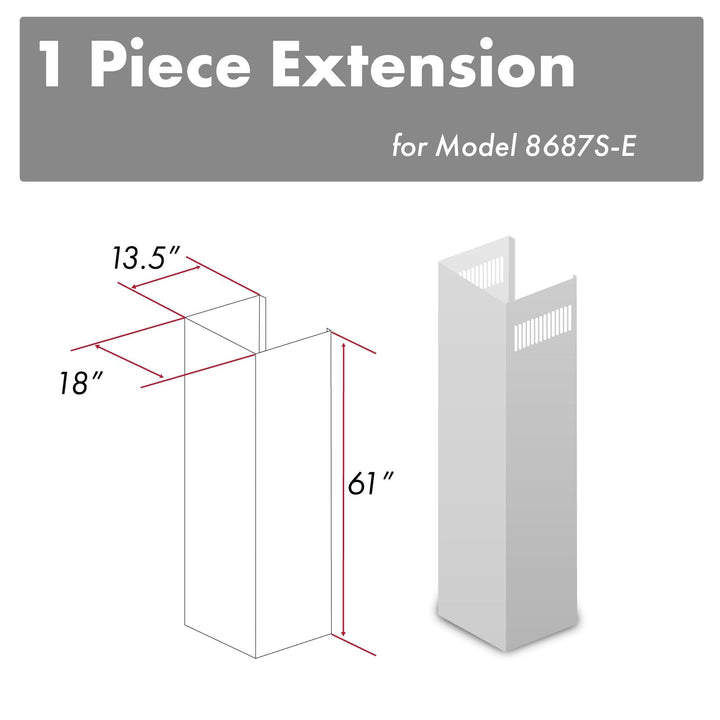 ZLINE 61 in. Satin Stainless Steel Chimney Extension for Ceilings up to 12.5 ft. (8687S-E)