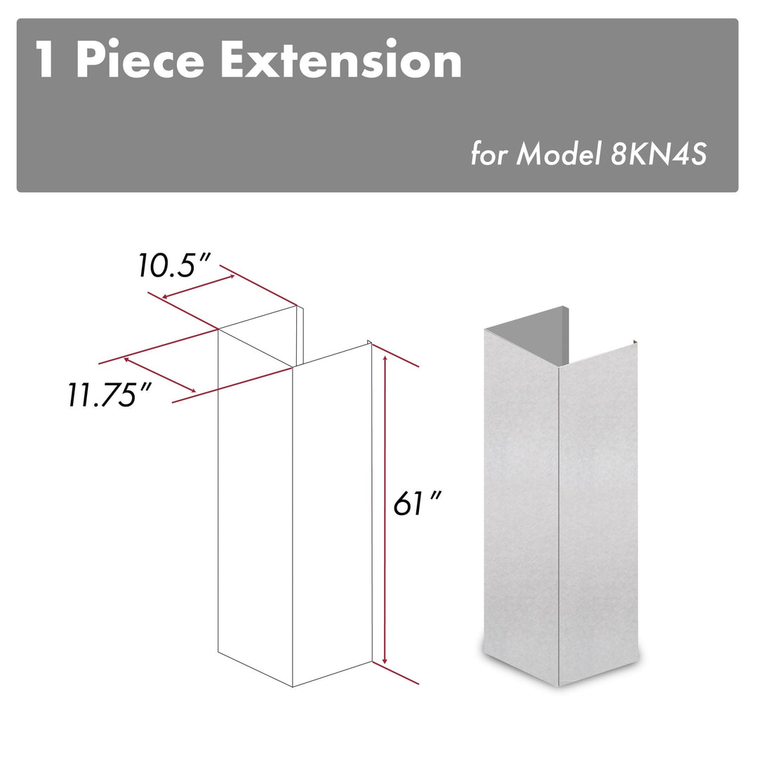 ZLINE 61 in. Satin Stainless Steel Chimney Extension for Ceilings up to 12.5 ft. (8KN4S-E)