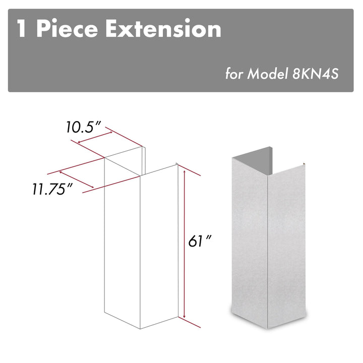 ZLINE 61 in. Satin Stainless Steel Chimney Extension for Ceilings up to 12.5 ft. (8KN4S-E)