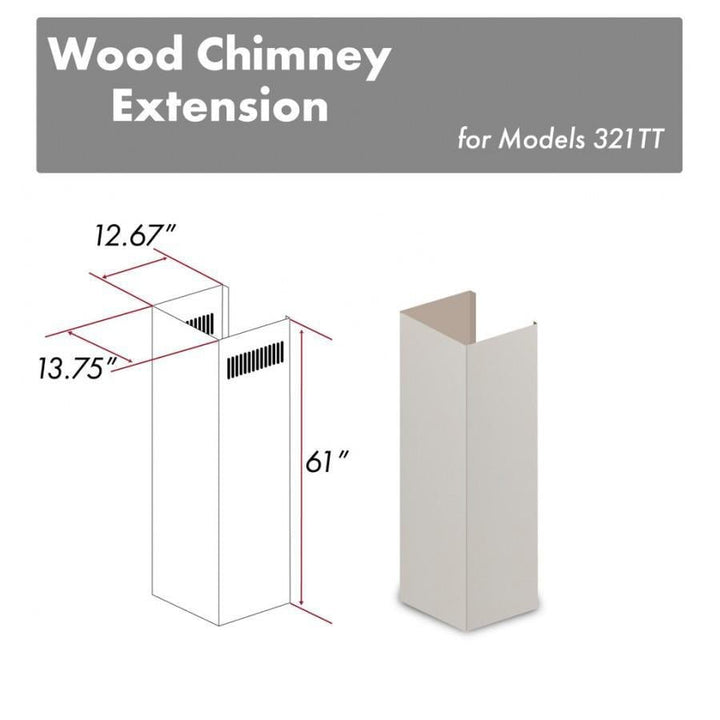 ZLINE 61 in. Wooden Chimney Extension for Ceilings up to 12.5 ft, 321TT-E