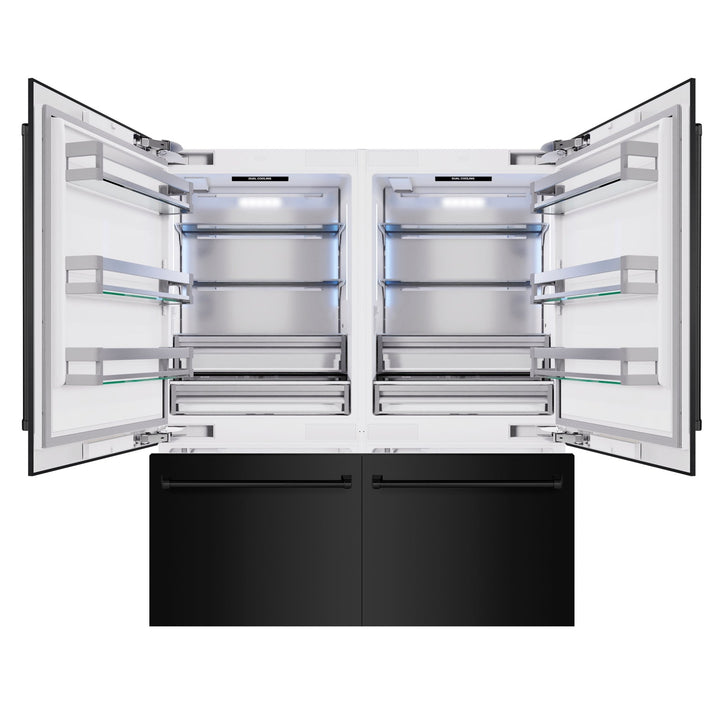ZLINE 72 in. 39.6 cu. ft. French Door Built-In Bottom Freezer Refrigerator with Water Dispensers and Ice Makers in Black Stainless Steel (RBIT-BS-72)