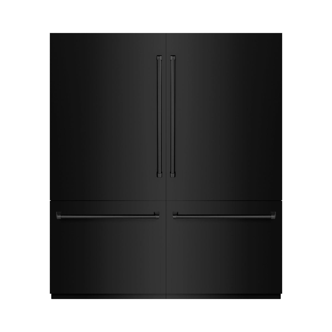 ZLINE 72 in. 39.6 cu. ft. French Door Built-In Bottom Freezer Refrigerator with Water Dispensers and Ice Makers in Black Stainless Steel with Graphite Gray Interior (GRBIT-BS-72)