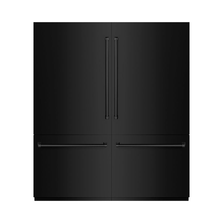 ZLINE 72 in. 39.6 cu. ft. French Door Built-In Bottom Freezer Refrigerator with Water Dispensers and Ice Makers in Black Stainless Steel with Graphite Gray Interior (GRBIT-BS-72)