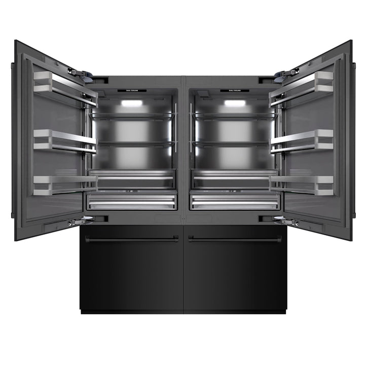 ZLINE 72 in. 39.6 cu. ft. French Door Built-In Bottom Freezer Refrigerator with Water Dispensers and Ice Makers in Black Stainless Steel with Graphite Gray Interior (GRBIT-BS-72)