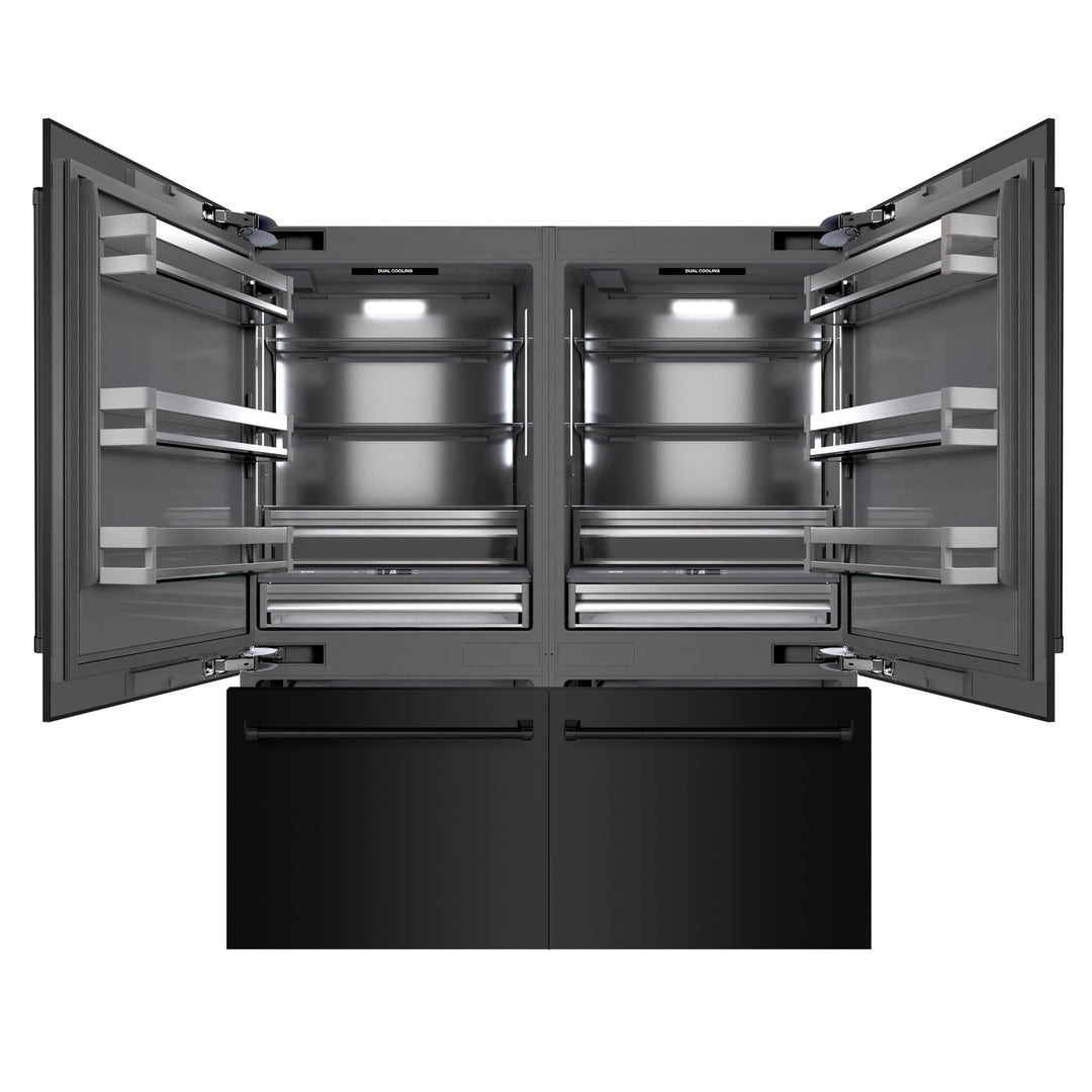ZLINE 72 in. 39.6 cu. ft. French Door Built-In Bottom Freezer Refrigerator with Water Dispensers and Ice Makers in Black Stainless Steel with Graphite Gray Interior (GRBIT-BS-72)