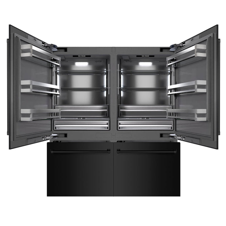 ZLINE 72 in. 39.6 cu. ft. French Door Built-In Bottom Freezer Refrigerator with Water Dispensers and Ice Makers in Black Stainless Steel with Graphite Gray Interior (GRBIT-BS-72)