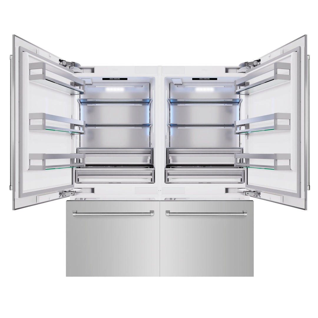 ZLINE 72 in. 39.6 cu. ft. French Door Built-In Bottom Freezer Refrigerator with Water Dispensers and Ice Makers in Stainless Steel (RBIT-304-72)