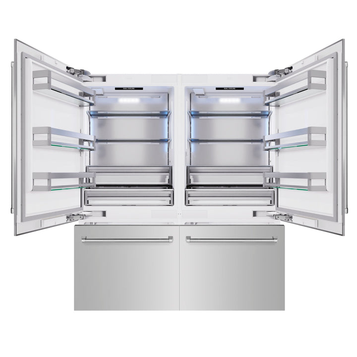 ZLINE 72 in. 39.6 cu. ft. French Door Built-In Bottom Freezer Refrigerator with Water Dispensers and Ice Makers in Stainless Steel (RBIT-304-72)