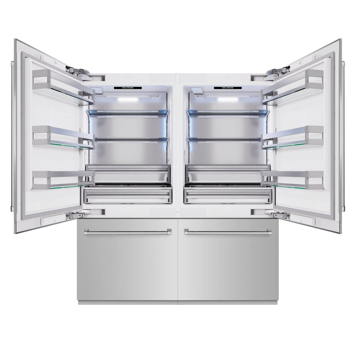 ZLINE 72 in. 39.6 cu. ft. French Door Built-In Bottom Freezer Refrigerator with Water Dispensers and Ice Makers in Stainless Steel (RBIT-304-72)