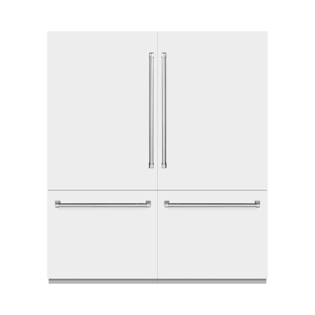 ZLINE 72 in. 39.6 cu. ft. French Door Built-In Bottom Freezer Refrigerator with Water Dispensers and Ice Makers in White Matte (RBIT-WM-72)