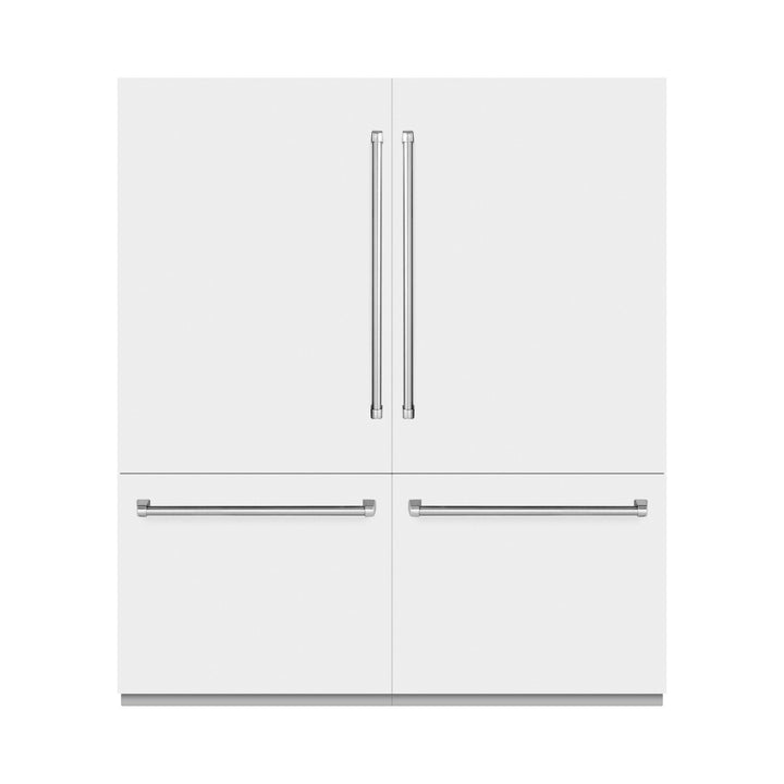 ZLINE 72 in. 39.6 cu. ft. French Door Built-In Bottom Freezer Refrigerator with Water Dispensers and Ice Makers in White Matte with Graphite Gray Interior (GRBIT-WM-72)