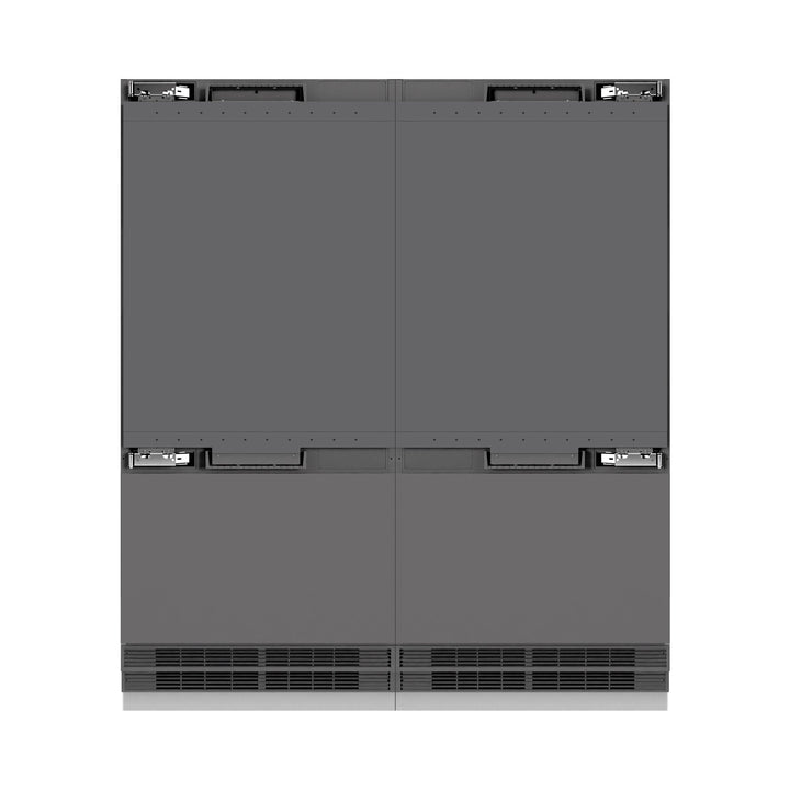 ZLINE 72 in. 39.6 cu. ft. Panel Ready French Door Built-In Bottom Freezer Refrigerator with Water Dispensers and Ice Makers with Graphite Gray Interior (GRBIT-72)