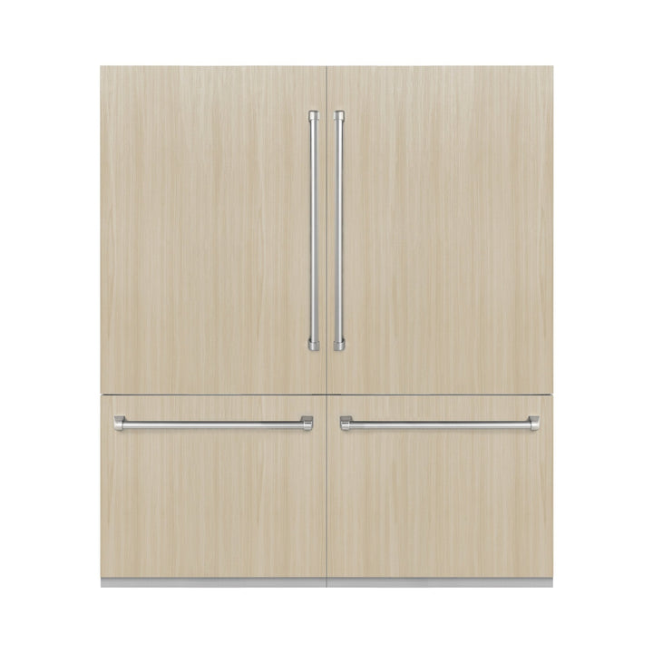 ZLINE 72 in. 39.6 cu. ft. Panel Ready French Door Built-In Bottom Freezer Refrigerator with Water Dispensers and Ice Makers with Graphite Gray Interior (GRBIT-72)