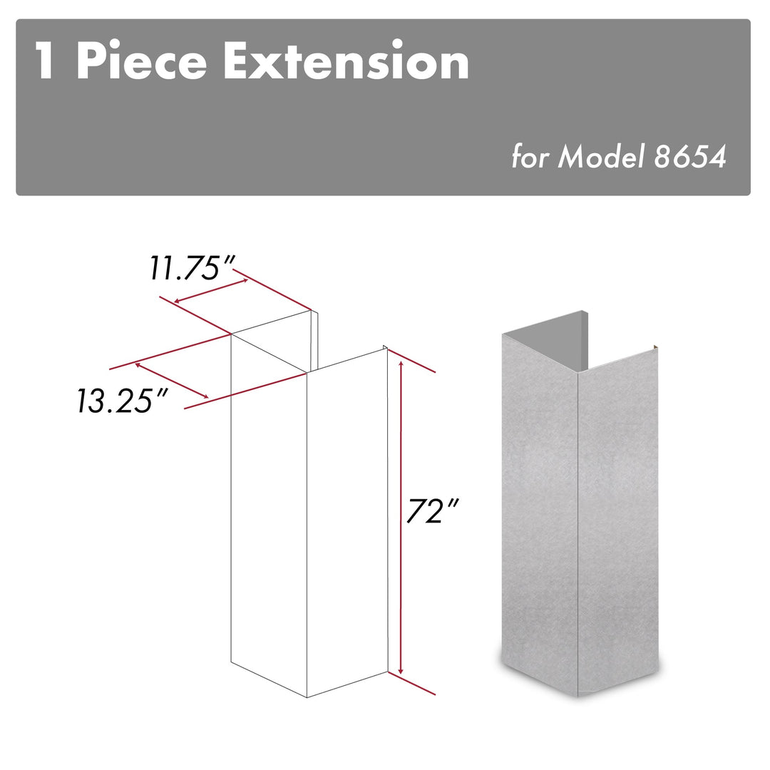 ZLINE 72 in. Satin Stainless Steel Extended Chimney and Crown (8654-E)