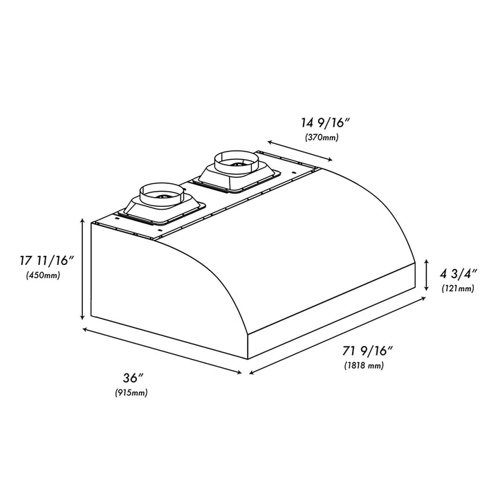 ZLINE 72 in. Under Cabinet Outdoor Grill Hood (GOU2-72)