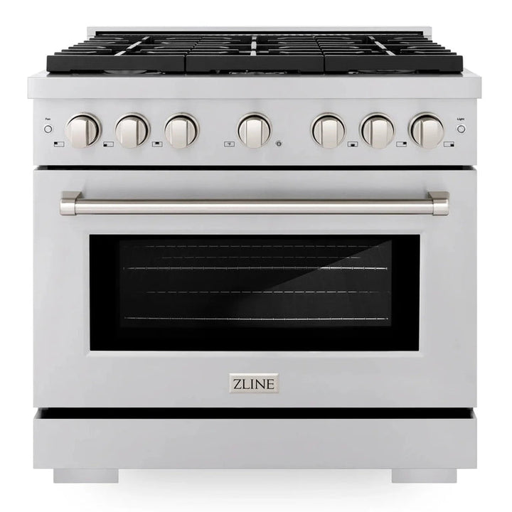 ZLINE Appliance Package - 36 in. Gas Range, Range Hood and Microwave Drawer, 3KP-SGRRH36-MW