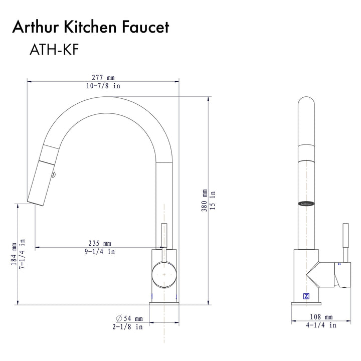 ZLINE Arthur Kitchen Faucet in Brushed Nickel (ATH-KF-BN)