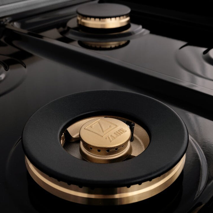 ZLINE Autograph 48 in. Gas Burner/Electric Oven in DuraSnow® Stainless Steel with Matte Black Accents, RASZ-SN-48-MB