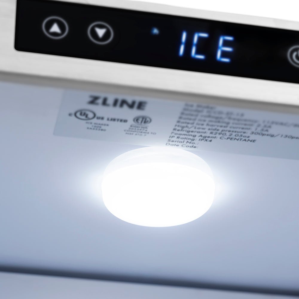 ZLINE Autograph Edition 15 in. Touchstone Clear Cube Ice Maker with Drain Pump and Solid Stainless Steel Door with Champagne Bronze Helix Handle (ICCDZ-ST-15-KCB)