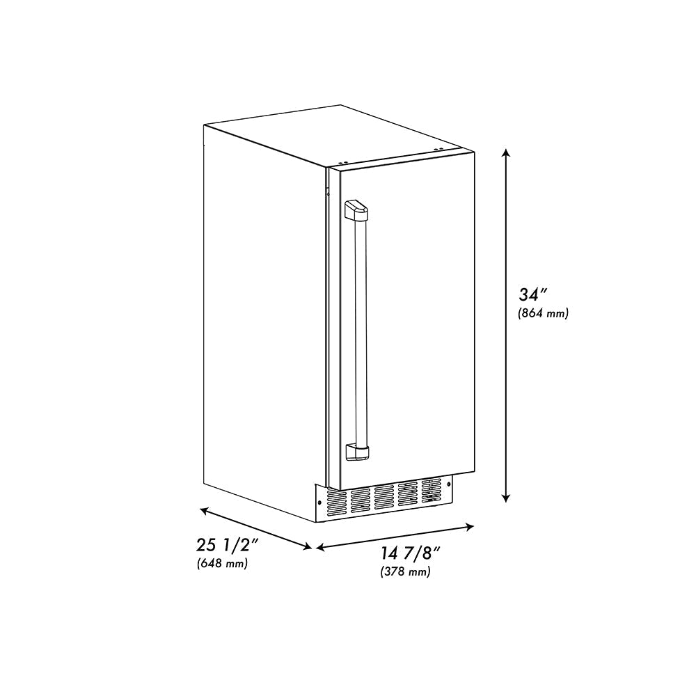 ZLINE Autograph Edition 15 in. Touchstone Clear Cube Ice Maker with Drain Pump and Solid Stainless Steel Door with Polished Nickel Helix Handle (ICCDZ-ST-15-KPN)