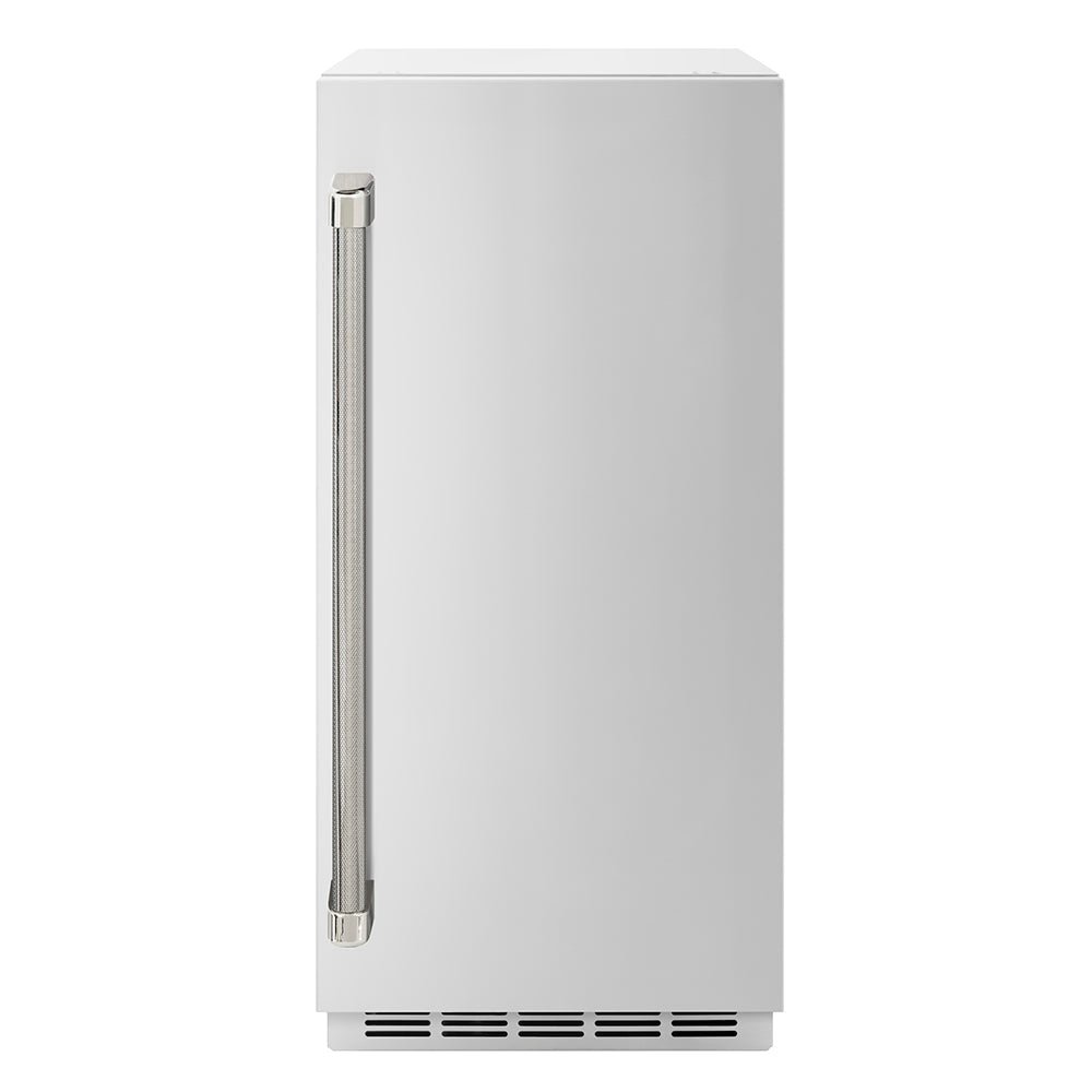 ZLINE Autograph Edition 15 in. Touchstone Clear Cube Ice Maker with Drain Pump and Solid Stainless Steel Door with Polished Nickel Helix Handle (ICCDZ-ST-15-KPN)