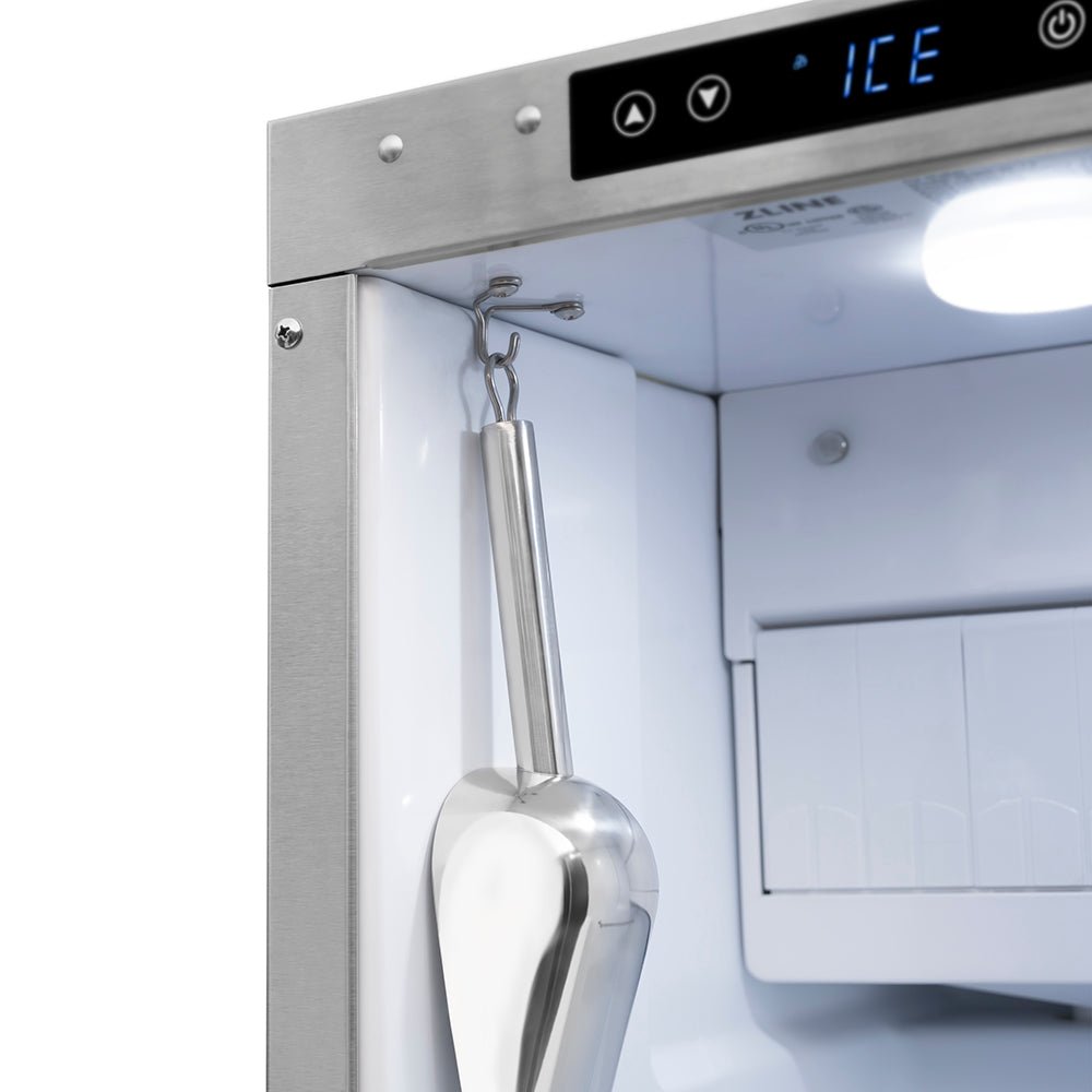 ZLINE Autograph Edition 15 in. Touchstone Gourmet Ice Maker with Drain Pump and Black Stainless Steel Door with Champagne Bronze Helix Handle (IGMDZ-BS-15-KCB)