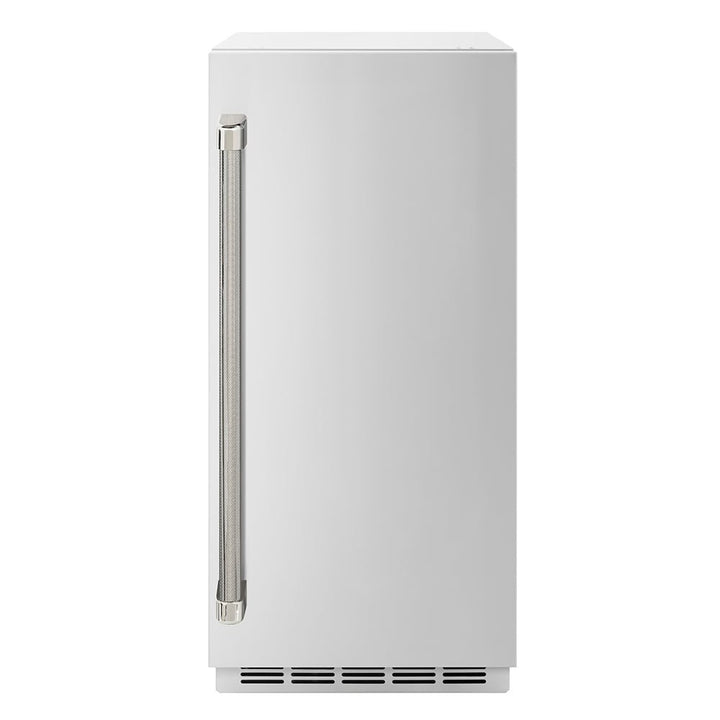 ZLINE Autograph Edition 15 in. Touchstone Gourmet Ice Maker with Drain Pump and Solid Stainless Steel Door with Polished Nickel Helix Handle (IGMDZ-ST-15-KPN)