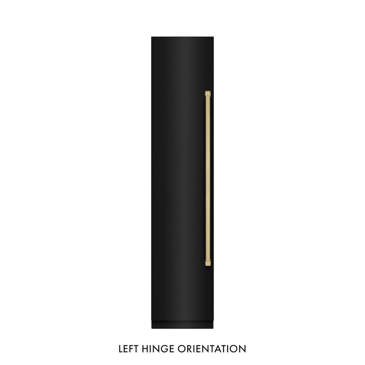 ZLINE Autograph Edition 18 in. 8.6 cu. ft. Left Hinge Column Freezer in Black Stainless Steel with Graphite Gray Interior and Champagne Bronze Accents (RCFVLZ-BS-18-CB)