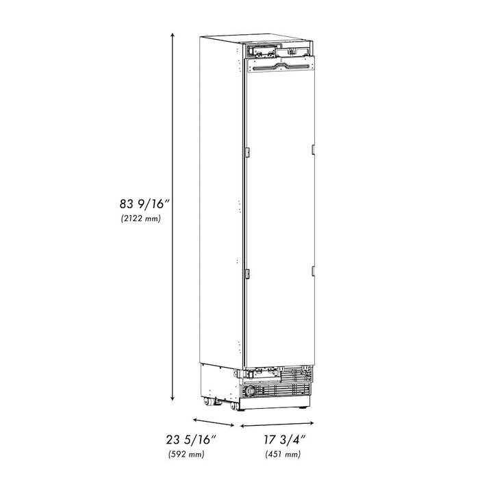 ZLINE Autograph Edition 18 in. 8.6 cu. ft. Panel Ready Left Hinge Column Freezer with Graphite Gray Interior and Polished Gold Accents (RBCFVLZ-18-G)