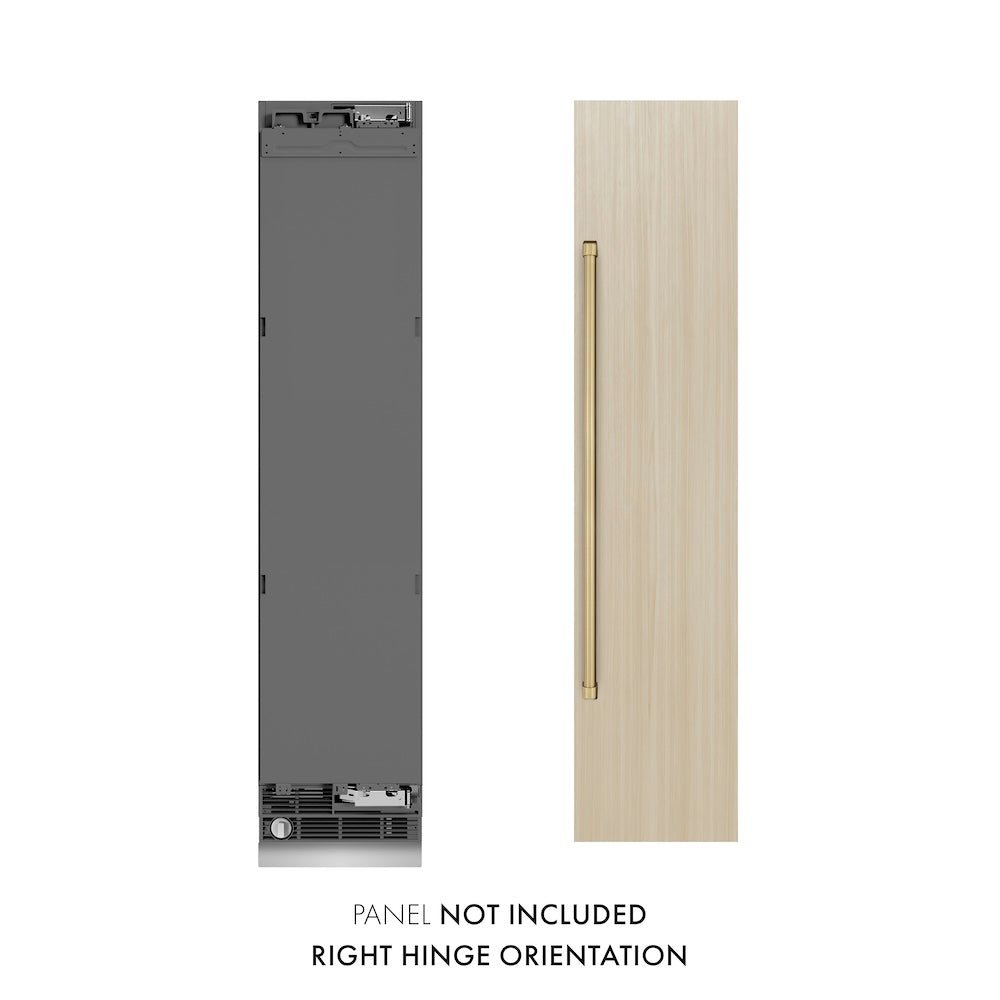 ZLINE Autograph Edition 18 in. 8.6 cu. ft. Panel Ready Right Hinge Column Freezer with Graphite Gray Interior and Champagne Bronze Accents (RBCFVRZ-18-CB)