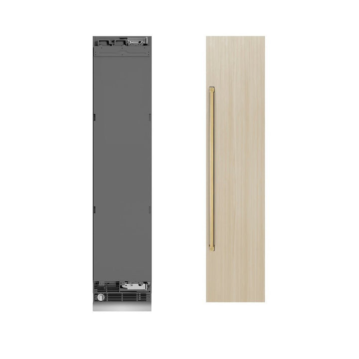 ZLINE Autograph Edition 18 in. 8.6 cu. ft. Panel Ready Right Hinge Column Freezer with Graphite Gray Interior and Polished Gold Accents (RBCFVRZ-18-G)