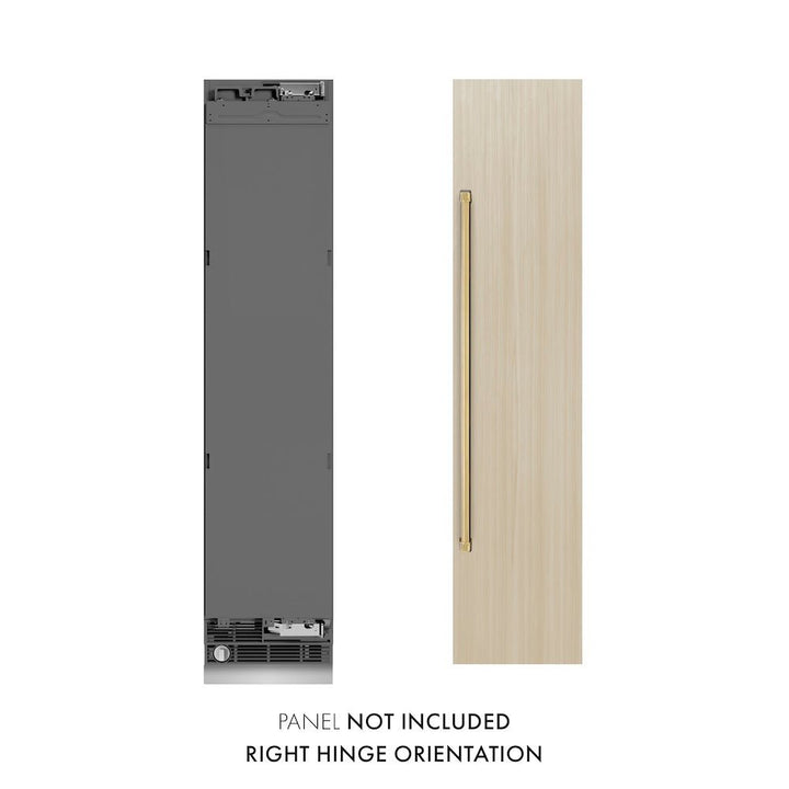 ZLINE Autograph Edition 18 in. 8.6 cu. ft. Panel Ready Right Hinge Column Freezer with Graphite Gray Interior and Polished Gold Accents (RBCFVRZ-18-G)
