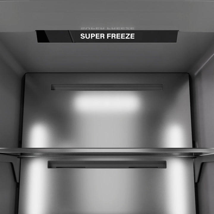 ZLINE Autograph Edition 18 in. 8.6 cu. ft. Right Hinge Column Freezer in Black Stainless Steel with Graphite Gray Interior and Champagne Bronze Accents (RCFVRZ-BS-18-CB)