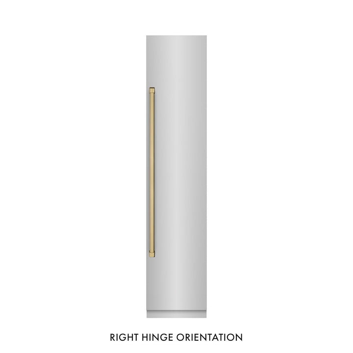 ZLINE Autograph Edition 18 in. 8.6 cu. ft. Right Hinge Column Freezer in Stainless Steel with Graphite Gray Interior and Champagne Bronze Accents (RCFVRZ-30418-CB)