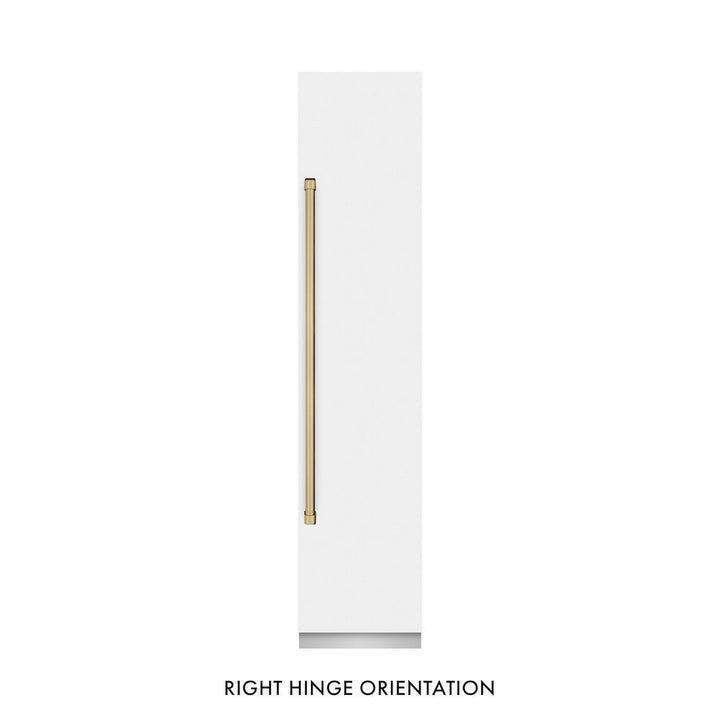 ZLINE Autograph Edition 18 in. 8.6 cu. ft. Right Hinge Column Freezer in White Matte with Graphite Gray Interior and Champagne Bronze Accents (RCFVRZ-WM-18-CB)